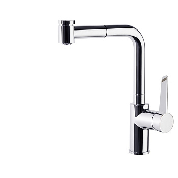 Смеситель высокий для кухни однорычажный с выдвижной лейкой и поворотным изливом KITCHEN 381901H2MC