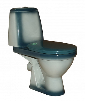 ПРЕМЬЕР Унитаз-компакт с арматурой, сиденьем, креплением, зеленый декор ROSA