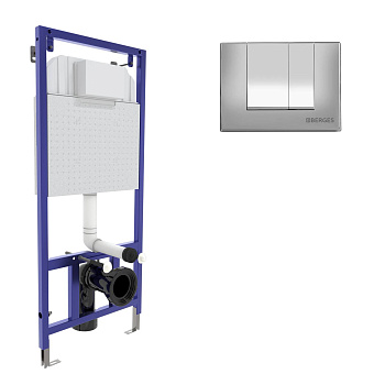 Инсталляция  для скрытого монтажа унитаза NOVUM кнопка S2 хром матовый, BERGES