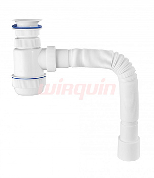 Сифон  МИНИ Элит с пласт. вып.  Ø63 мм и гофротруб.L800 мм. (Ø40-40/50), VIRPLAST