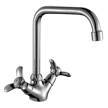 Q02 Смеситель для кухни, пов.излив 177мм, р/ДВ, хром, ROS, Q02-72
