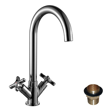 RS39 Смеситель для раковины, выс.монолит.излив 165мм, р/ДВ, хром, ROS, RS39-72U