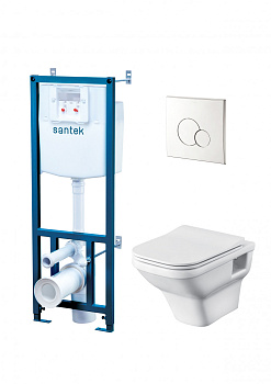 ПЭК ЛАЙН rimless (подв.б/ободк. унитаз с тонк. сид.SC, инсталляция, панель хр. гл. САНТЕК