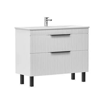 Тумба Lotti 100, напольная 2 ящ., белая (под раковину Pulsus 100), VOLNA