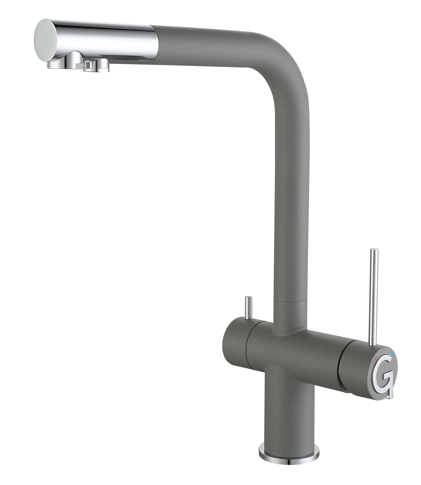 Смеситель для кухни RIVELATO Lugano с краном питьевой воды серый хром (1523513 grigio cromo)