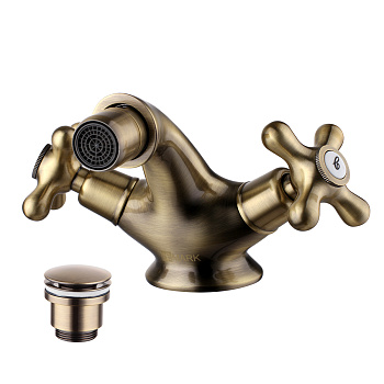 Vintage Смеситель для биде, пов.аэратор 110мм дон.клап.Click/Clack, р/ДВ, бронза, LM, LM2808B