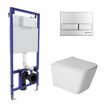 Комплект: инсталляция NOVUM кнопка L3 хром глянец, унитаз SIGMA Rimless 52 см, сиденье дюропласт мик