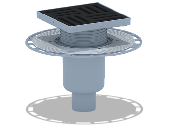 Трап для душа АНИ Пласт THQ5716 DN50 вертикальный регулируемый с сухим затвором и решёткой из чугуна 150х150 мм