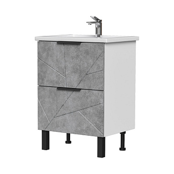 Тумба Twing 70, напольная, 2 ящ., бетон (под раковину Фостер 70), VOLNA