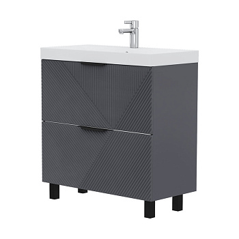 Тумба Geometry 80, напольная, 2ящ., графит (под раковину 9696-80), VOLNA