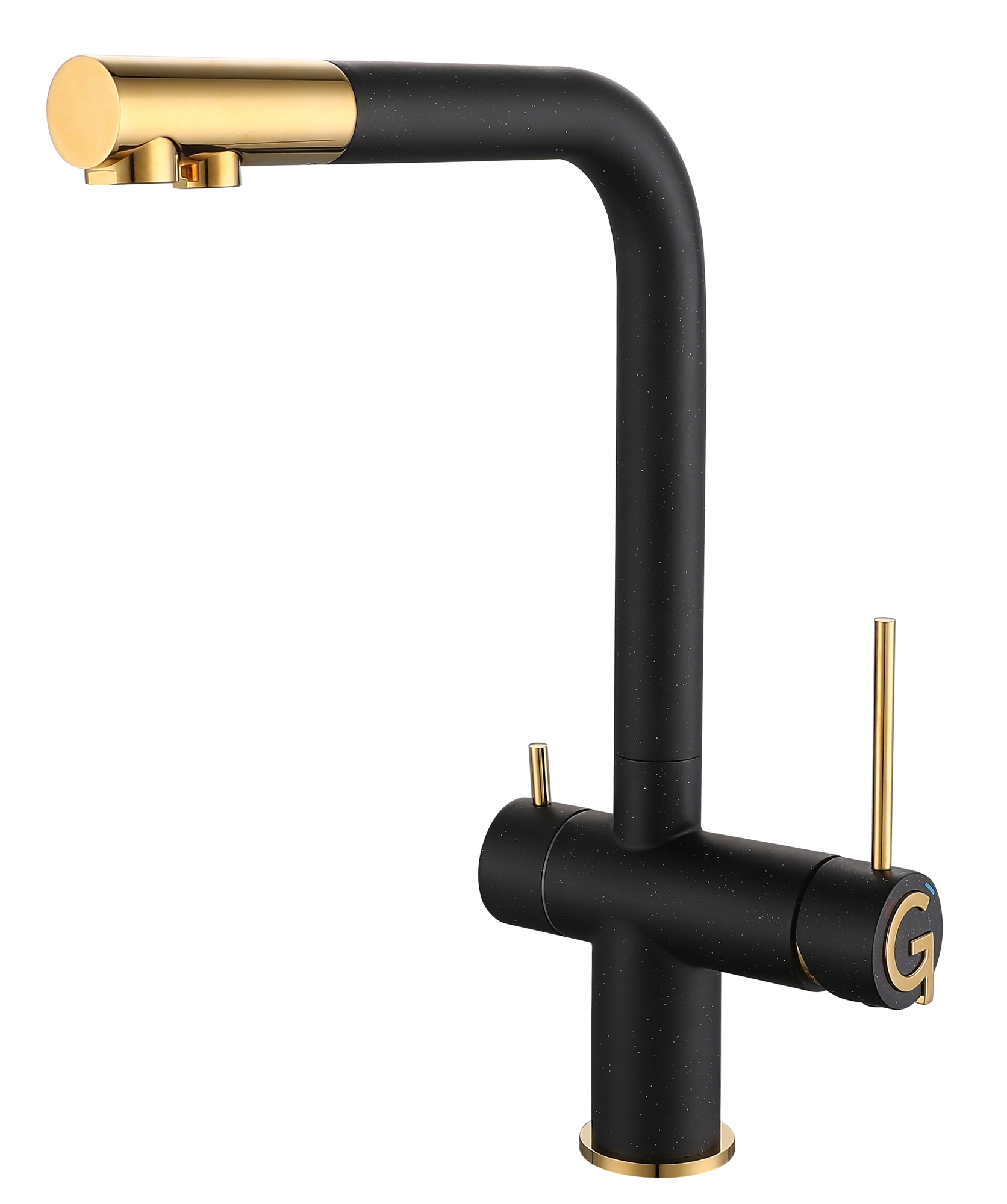 Смеситель для кухни RIVELATO Lugano с краном питьевой воды черный золото (1523513 nero oro)