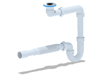 Сифон для умывальника 1 1/4 х 32 с гиб.труб.32х32/40, нерж.реш. 65мм.отвод для  быт.тех. , ANI PLAST
