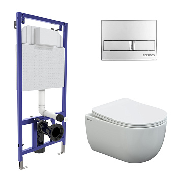 Комплект для монтажа  подвесного унитаза: инсталляция NOVUM525, кнопка L3 хром глянец, унитаз VENTAS