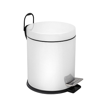 Ведро-контейнер для мусора с педалью 5 л, белое,  BERGES