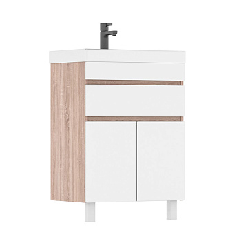 Тумба Conty 70, напольная, 2 дв., 1 ящ., белый/дуб снома (под раковину 9696-70), VOLNA