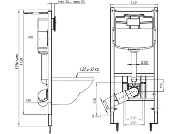 Инсталляция в наборе с Унитазом "Элеганс" кир.керам., сид.полип.экон,клав.овал.хром глян., ANI PLAST