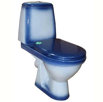 ПРЕМЬЕР Унитаз-компакт горизонт. вып. с арматурой, сиденьем, креплением, синий. ROSA