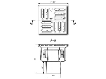 Трап верт. вып. 50, с реш. из  нерж. стали 10x10  сухой, ANI PLAST