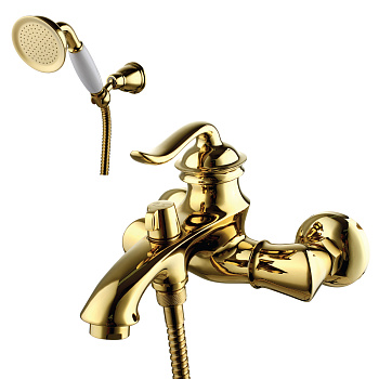 Brava Смеситель для ванны, монолитный излив 196мм лейка, р/ОД, золото, LM, LM4712G
