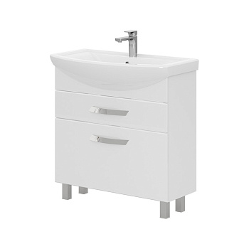 Тумба Onda 80, напольная, 2 ящ., белая (под раковину Балтика 80), VOLNA