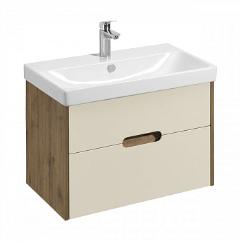 Тумба ОЛИВИЯ 80 подвесная, 2 ящ., бежевый/дуб веллингтон (под раковину АДРИАНА 80)