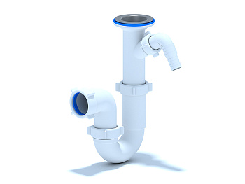 Сифон Ани 1 1/2"*40 прямоточный с отводом ст. машины, ANI PLAST