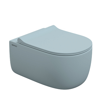 Унитаз подвесной EGO XL, микролифт, быстросъемное, голубой матовый, BERGES