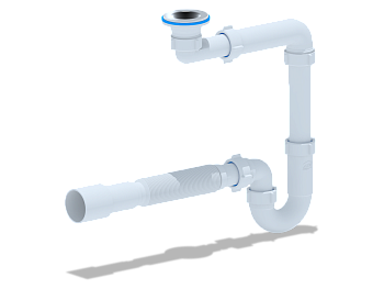 Сифон для умывальника 1 1/4 х 32 с гиб.труб. 32х40/50,нерж.реш.65мм, отвод  для быт.тех., ANI PLAST