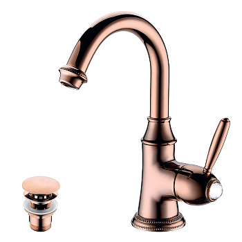 Spark Смеситель для раковины, монолит.излив 138мм дон.клап.Click/Cla, р/ОД, роз.золото, LM, LM6707RG