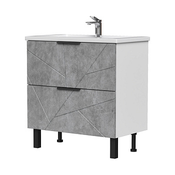 Тумба Twing 80, напольная, 2 ящ., бетон (под раковину Фостер 80), VOLNA