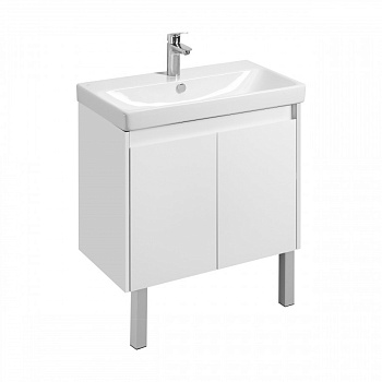 Тумба СКАНДИ DOORS 80, универс., 2 дв., белый глянец/белый матовый (под раковину АДРИАНА 80)