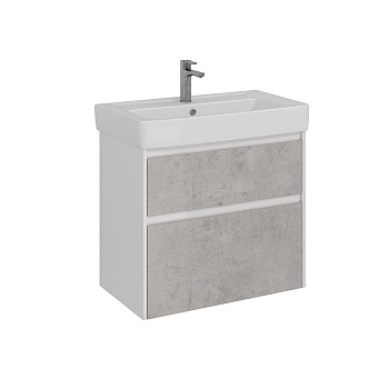 Тумба Lemark COMBI 80 см под 1 раковину, подвесная/напольная, 2 ящика, цвет фасада: Бетон, цвет корп