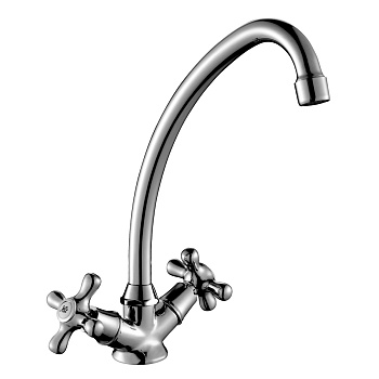 H02 Смеситель для кухни, выс.пов.излив 140мм, р/ДВ, хром, ROS, H02-71