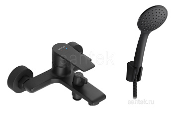 АРМА Смеситель для ванны-душа с аксессуарами, черный матовый,САНТЕК