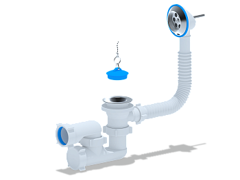 Сифон Ани для ванны с выпускоми переливом регулир.1 1/2",ANI PLAST