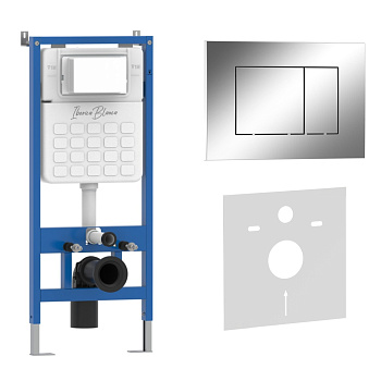 Комплект 2в1 IBERICA BLANCA инсталляция SILENCIO, кнопка смыва ESTI-S хром глянцевый (IB001.852)