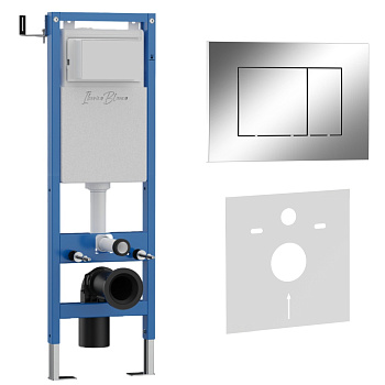 Комплект 2в1 IBERICA BLANCA инсталляция SILENCIO MINI, кнопка смыва ESTI-S хром глянцевый (IB.001M.852)