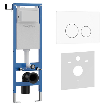 Комплект 2в1 IBERICA BLANCA инсталляция SILENCIO MINI, кнопка смыва INOX-O белый матовый (IB.001M.811)