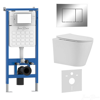 Комплект 3в1 IBERICA BLANCA инсталляция SILENCIO, унитаз BURGOS ALTO белый, кнопка смыва ESTI-S хром глянцевый (IB001.BRA.234.852)