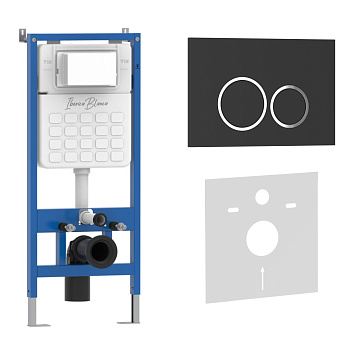 Комплект 2в1 IBERICA BLANCA инсталляция SILENCIO, кнопка смыва ESTI-O черный матовый (IB001.822)