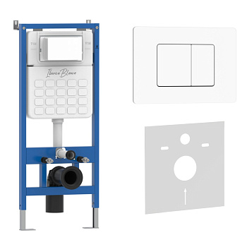 Комплект 2в1 IBERICA BLANCA инсталляция SILENCIO, кнопка смыва INOX-C белый матовый (IB001.111)