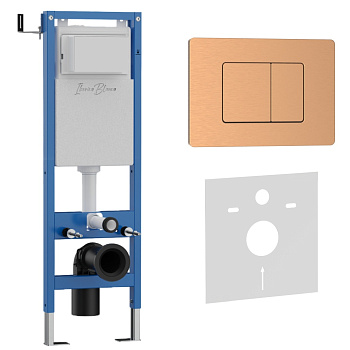 Комплект 2в1 IBERICA BLANCA инсталляция SILENCIO MINI, кнопка смыва INOX-C розовое золото матовое (IB.001M.1172)