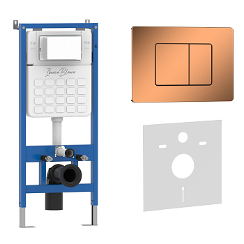 Комплект 2в1 IBERICA BLANCA инсталляция SILENCIO, кнопка смыва INOX-C розовое золото глянцевое (IB001.1141)