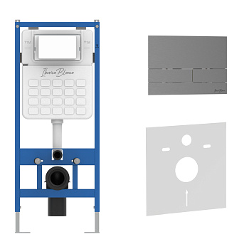 Комплект 2в1 IBERICA BLANCA инсталляция SILENCIO, кнопка смыва INOX-S вороненая сталь (IB001.016.02)