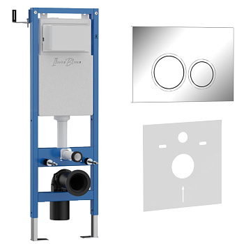 Комплект 2в1 IBERICA BLANCA инсталляция SILENCIO MINI, кнопка смыва ESTI-O хром глянцевый (IB.001M.823)