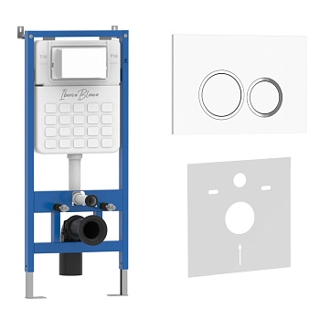 Комплект 2в1 IBERICA BLANCA инсталляция SILENCIO, кнопка смыва ESTI-O белый глянцевый (IB001.821)