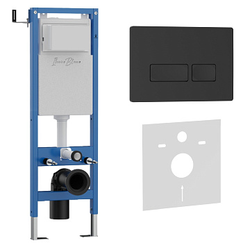 Комплект 2в1 IBERICA BLANCA инсталляция SILENCIO MINI, кнопка смыва ESTI-R черный матовый (IB.001M.212)