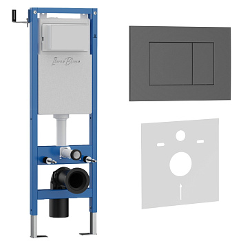 Комплект 2в1 IBERICA BLANCA инсталляция SILENCIO MINI, кнопка смыва ESTI-S серый матовый (IB.001M.856)