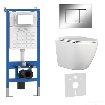 Комплект 3в1 IBERICA BLANCA инсталляция SILENCIO, унитаз BILBAO ALTO белый, кнопка смыва ESTI-S хром глянцевый (IB001.BLA.234.852)