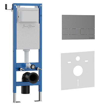 Комплект 2в1 IBERICA BLANCA инсталляция SILENCIO MINI, кнопка смыва INOX-S вороненая сталь (IB.001М.016.02)